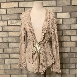 Say What Beige Crochet Jacket M